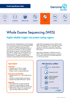 WES product specification Whole Exome Sequencing
