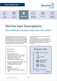 ultra low transcriptomics product specification Ultra low Input Transcriptomics