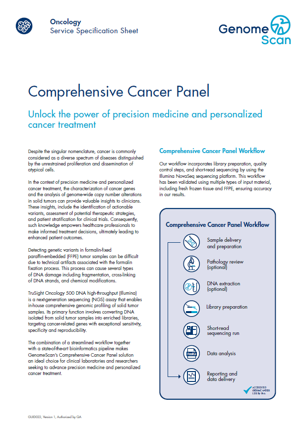 Cancer panel specification sheet Comprehensive Cancer Panel for Tumor Profiling